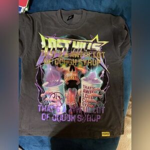 ALOC x Lost Hills Cough Syrup Graphic Tee Size Large Brand New in bag